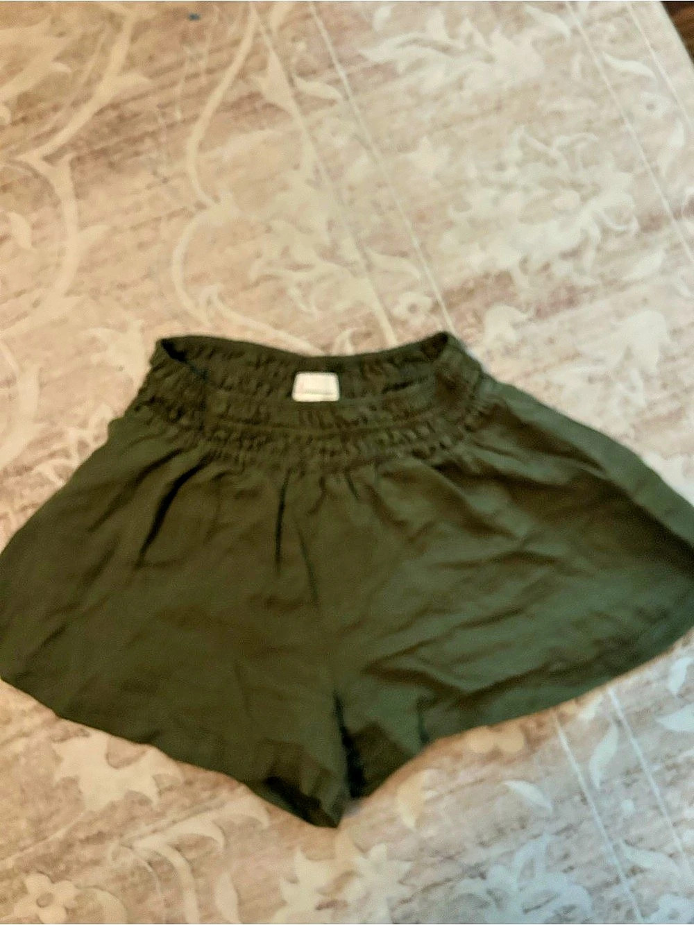 Anthropologie Smocked Pull-On Shorts Green